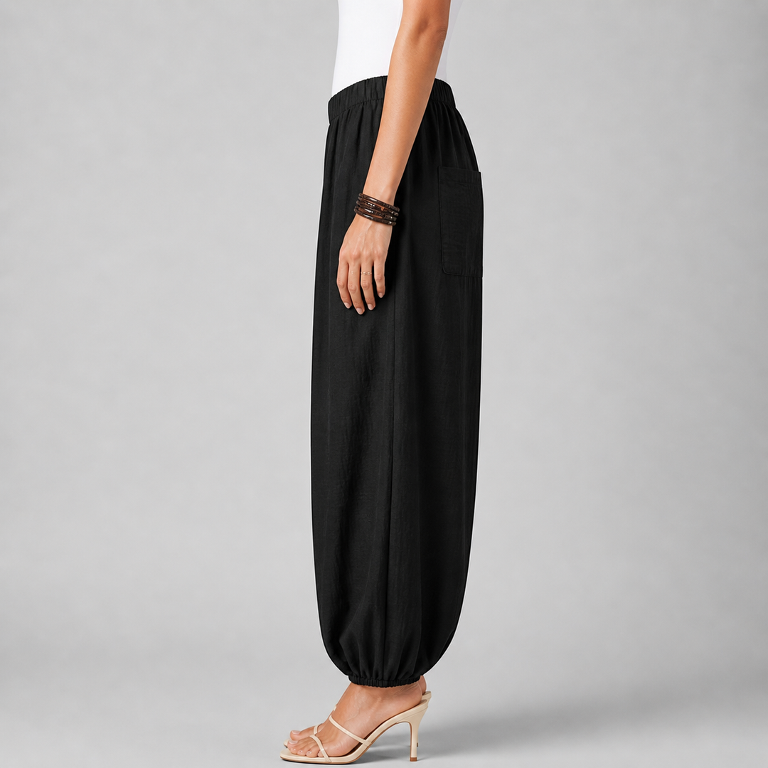Women’s Loose-Fit Draped Trousers in Soft Cotton Blend