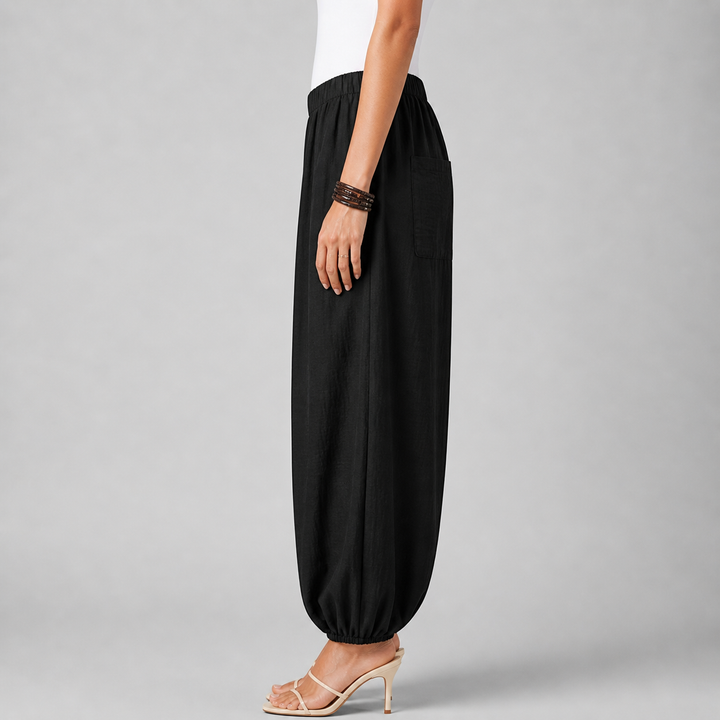 Women’s Loose-Fit Draped Trousers in Soft Cotton Blend