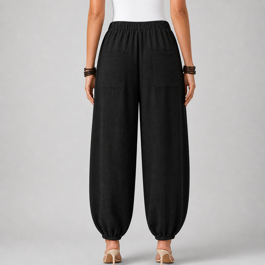 Women’s Loose-Fit Draped Trousers in Soft Cotton Blend