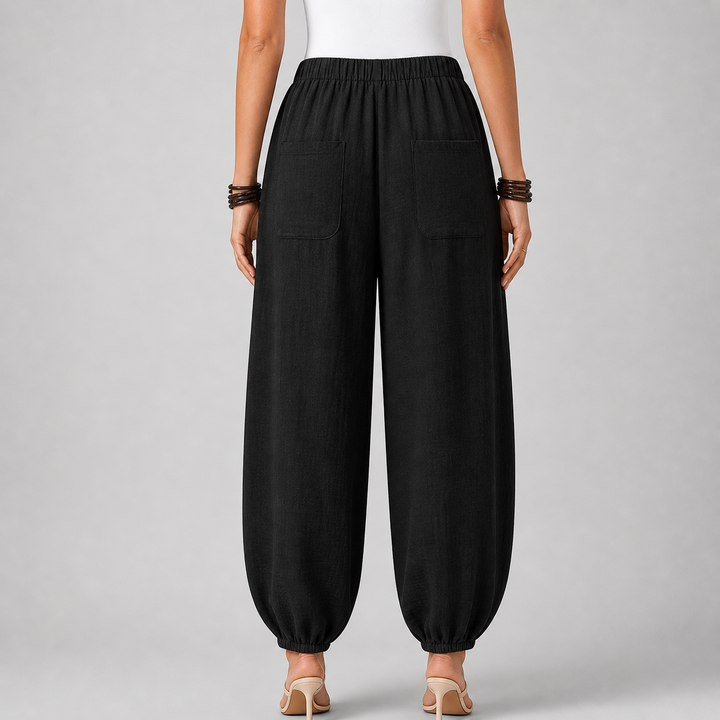 Women’s Loose-Fit Draped Trousers in Soft Cotton Blend