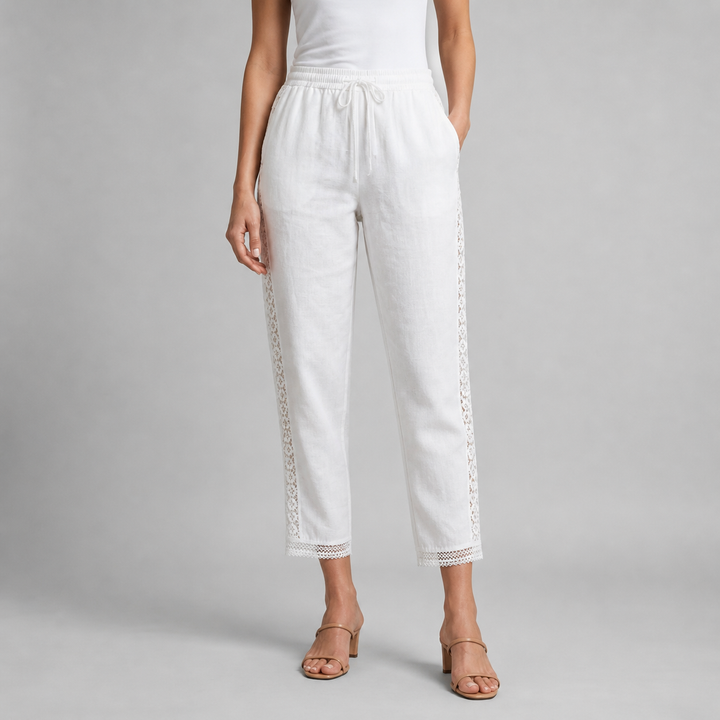 Women’s Elegant Lace-Detail Ankle Trousers