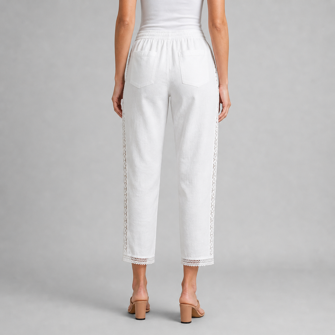 Women’s Elegant Lace-Detail Ankle Trousers