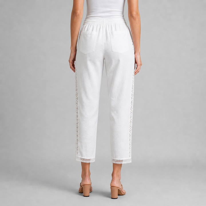 Women’s Elegant Lace-Detail Ankle Trousers