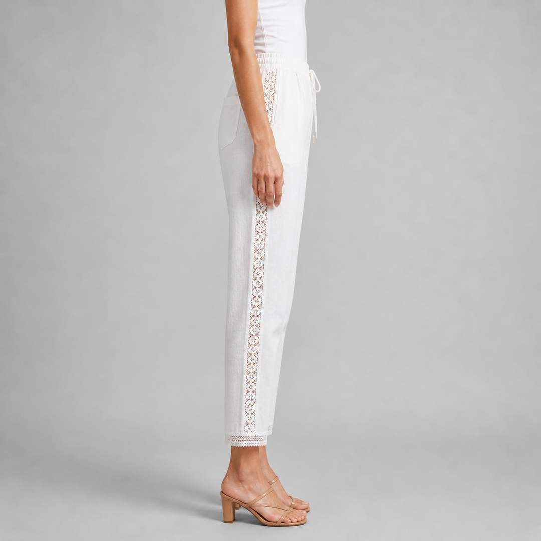 Women’s Elegant Lace-Detail Ankle Trousers