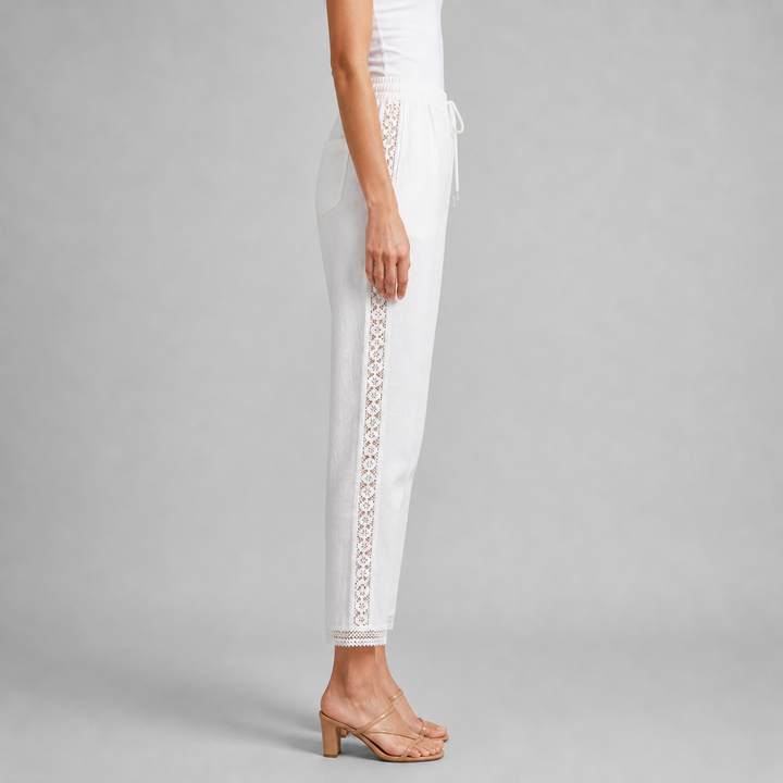 Women’s Elegant Lace-Detail Ankle Trousers