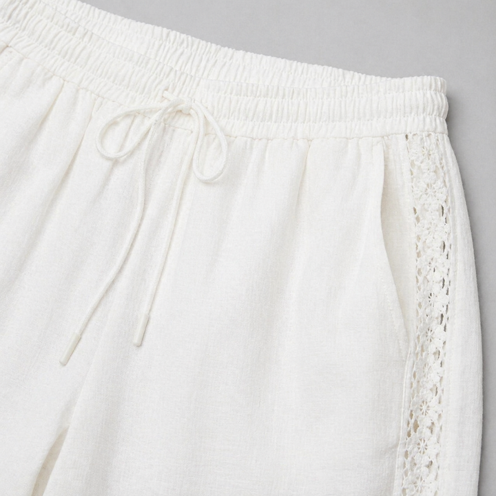 Women’s Elegant Lace-Detail Ankle Trousers