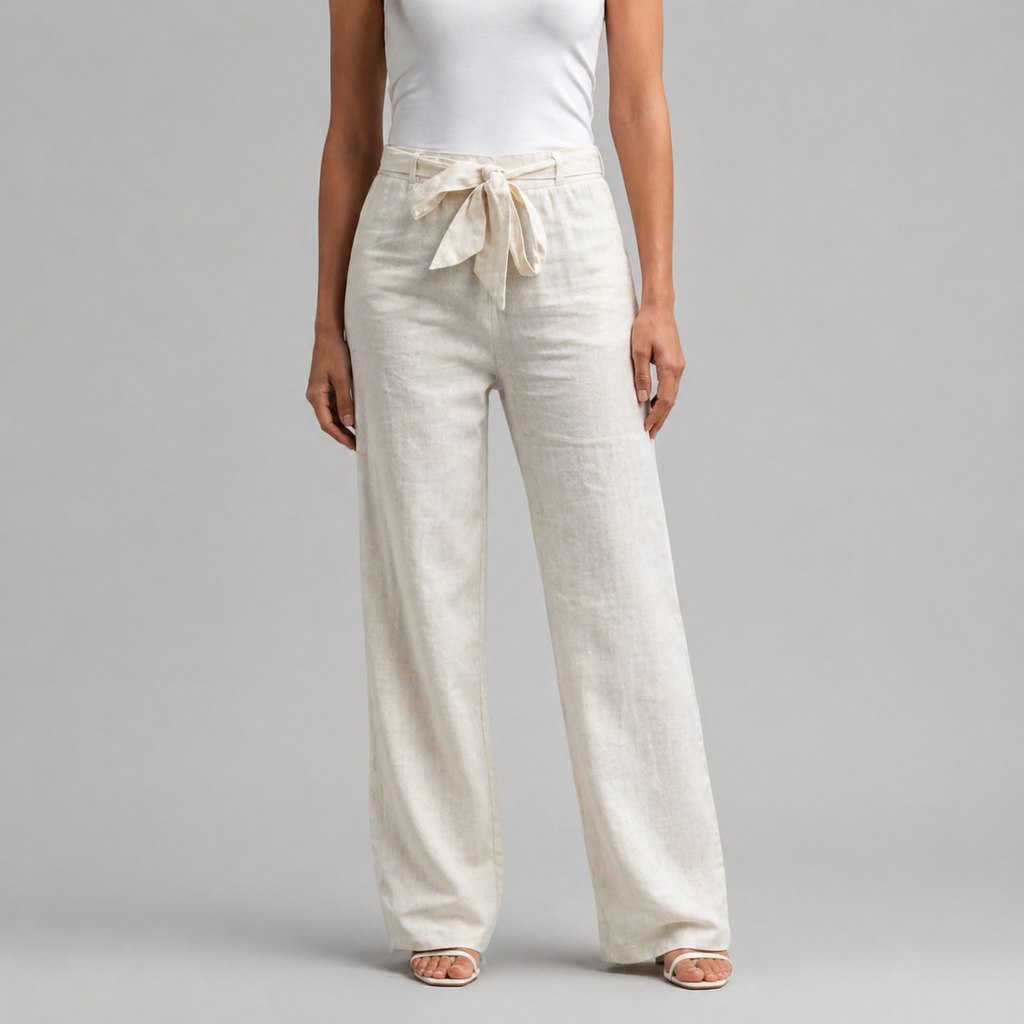 Women’s Lace Detail Straight-Leg Trousers – Soft Elegance