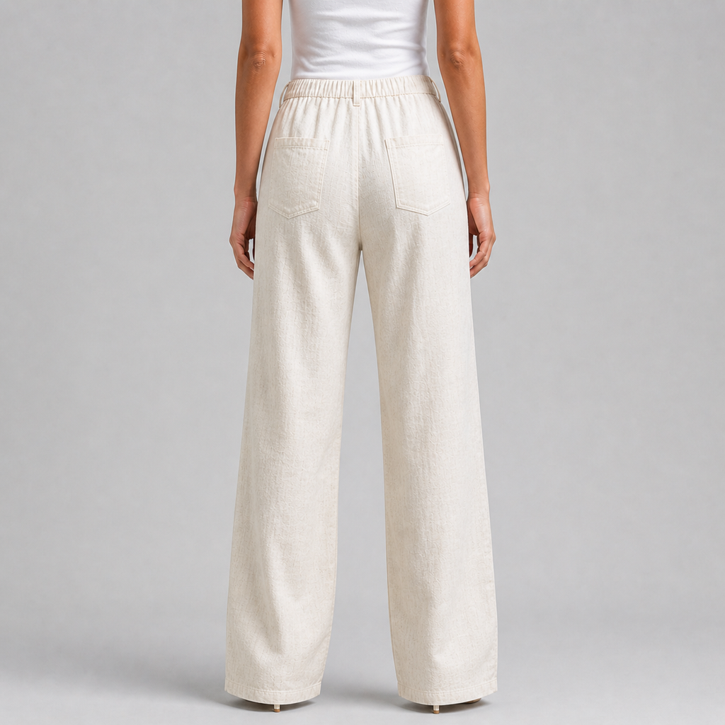 Women’s Lace Detail Straight-Leg Trousers – Soft Elegance