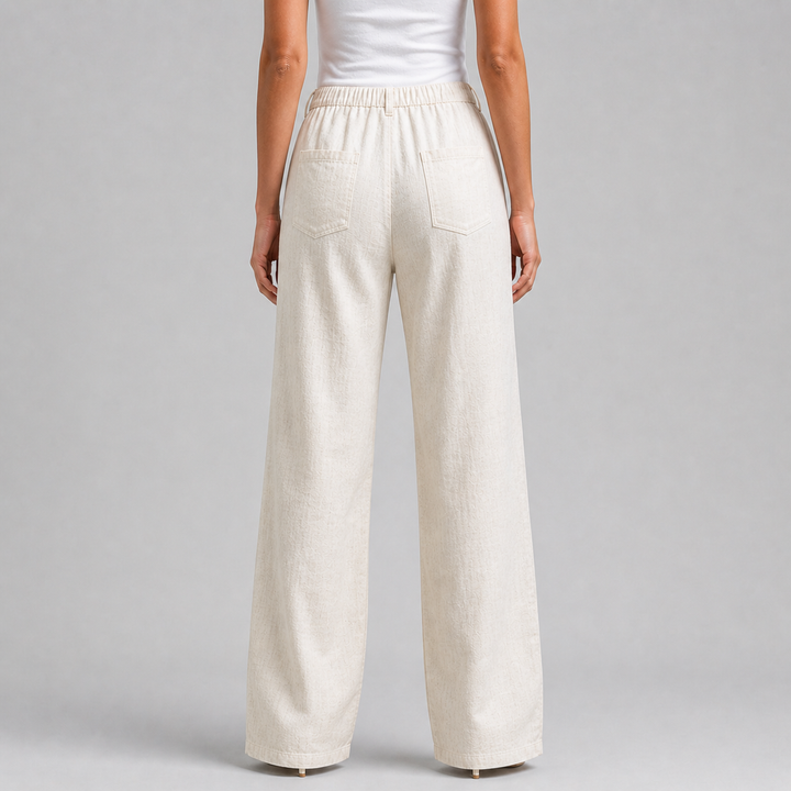Women’s Lace Detail Straight-Leg Trousers – Soft Elegance