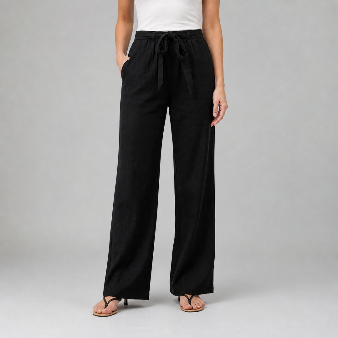 Women’s Lace Detail Straight-Leg Trousers – Soft Elegance