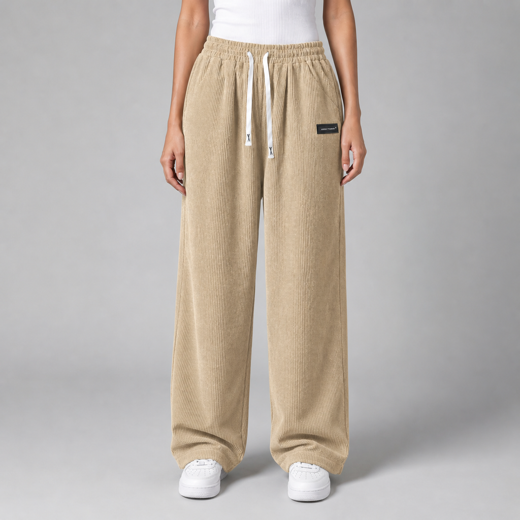 Women’s Drawstring Wide‑Leg Trousers – Quiet Leisure