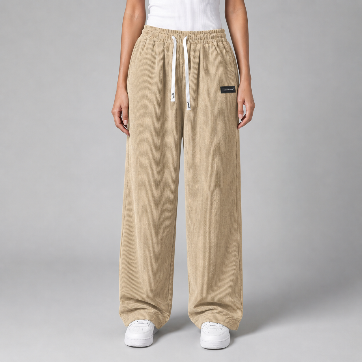 Women’s Drawstring Wide‑Leg Trousers – Quiet Leisure