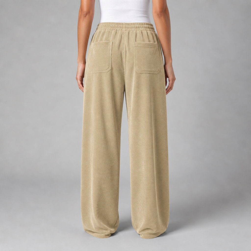 Women’s Drawstring Wide‑Leg Trousers – Quiet Leisure