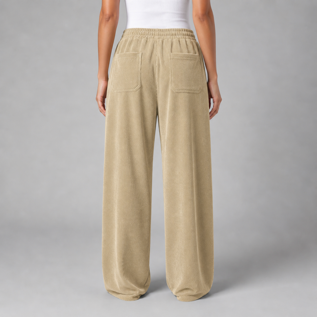 Women’s Drawstring Wide‑Leg Trousers – Quiet Leisure