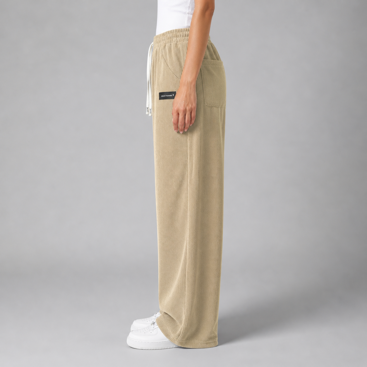 Women’s Drawstring Wide‑Leg Trousers – Quiet Leisure