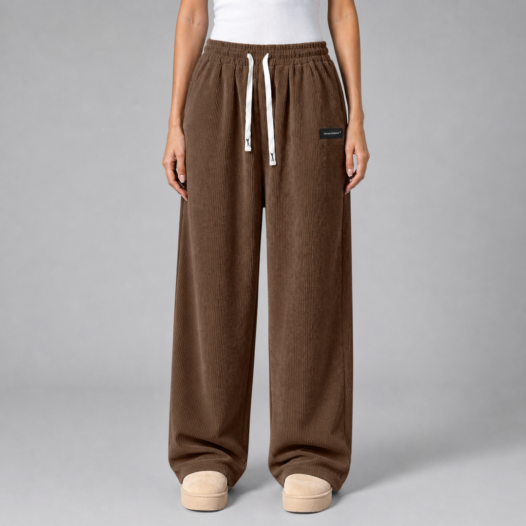 Women’s Drawstring Wide‑Leg Trousers – Quiet Leisure