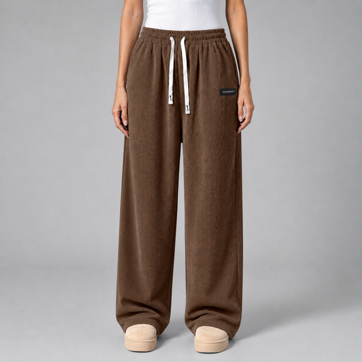 Women’s Drawstring Wide‑Leg Trousers – Quiet Leisure