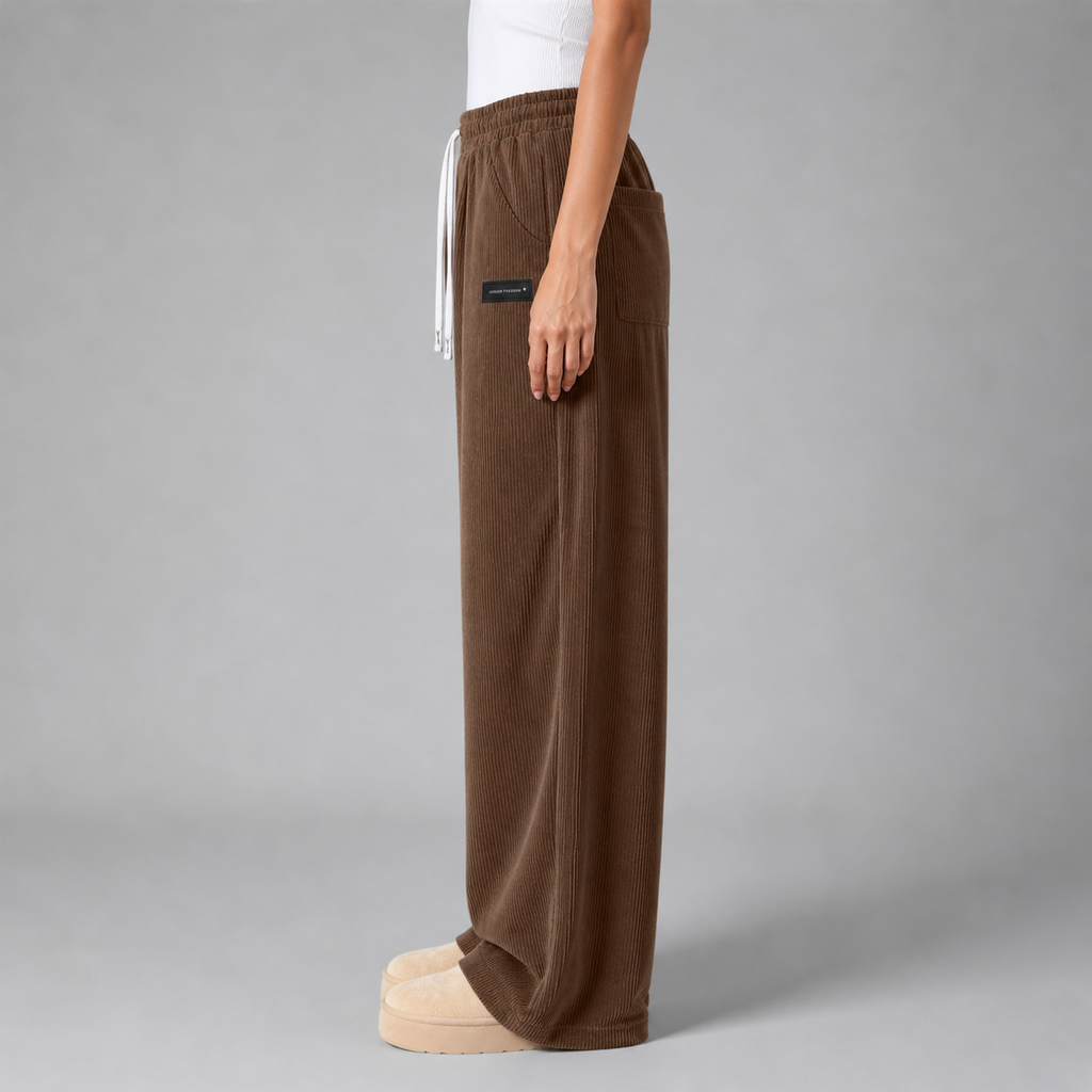 Women’s Drawstring Wide‑Leg Trousers – Quiet Leisure