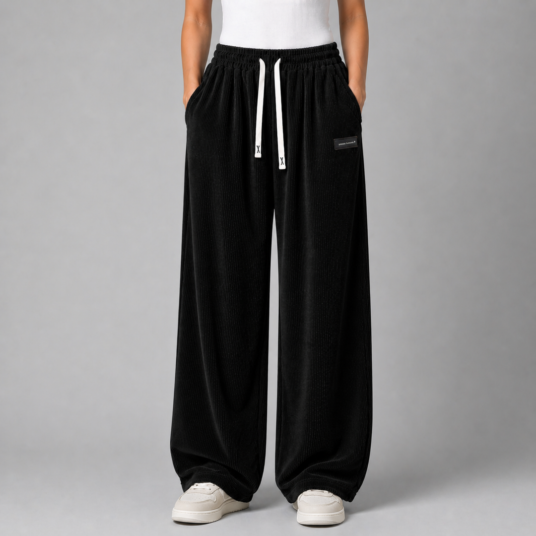 Women’s Drawstring Wide‑Leg Trousers – Quiet Leisure
