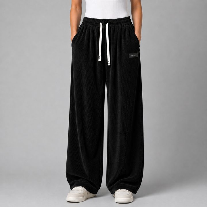 Women’s Drawstring Wide‑Leg Trousers – Quiet Leisure