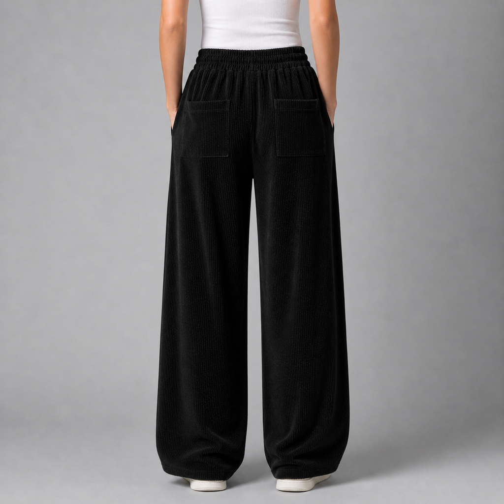 Women’s Drawstring Wide‑Leg Trousers – Quiet Leisure