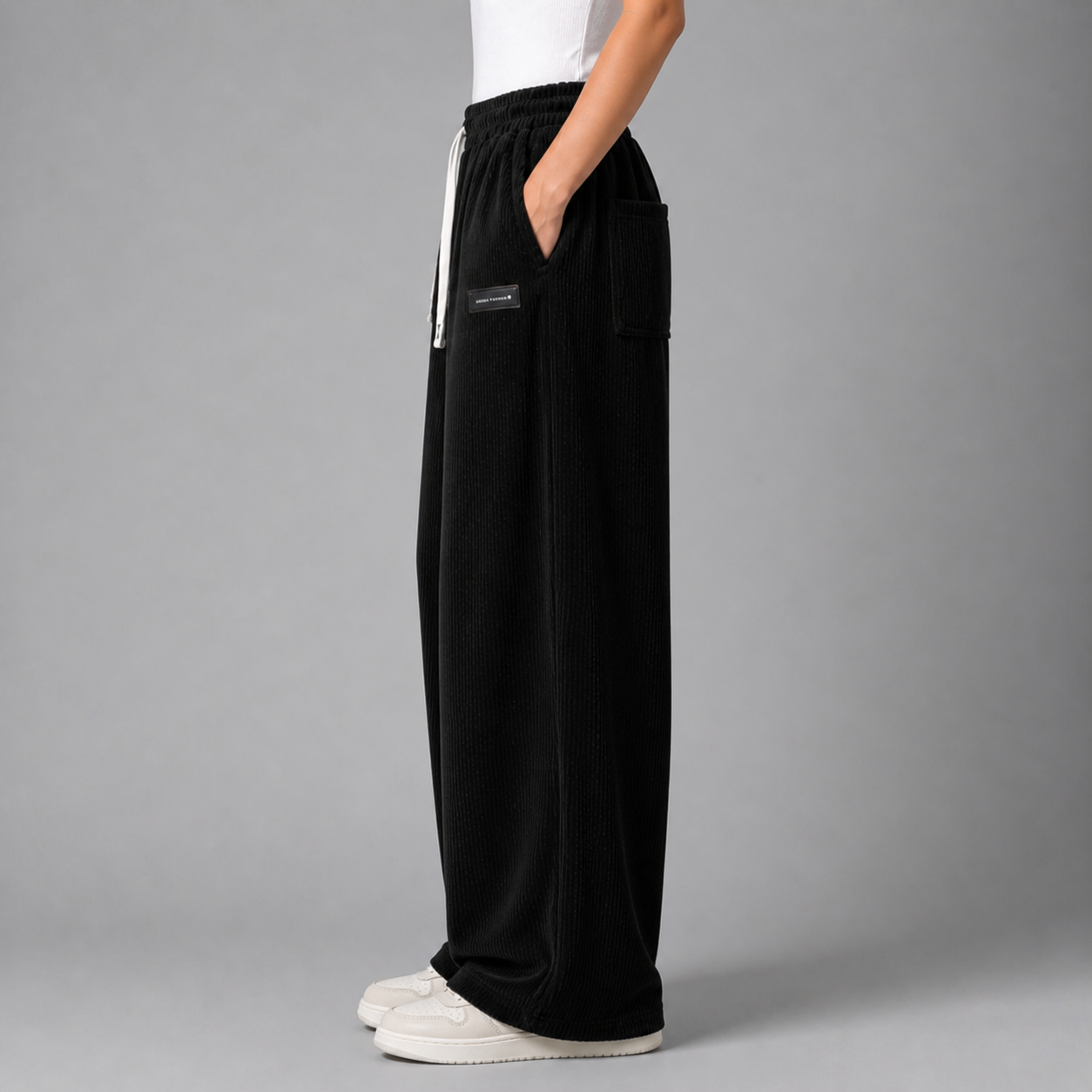 Women’s Drawstring Wide‑Leg Trousers – Quiet Leisure