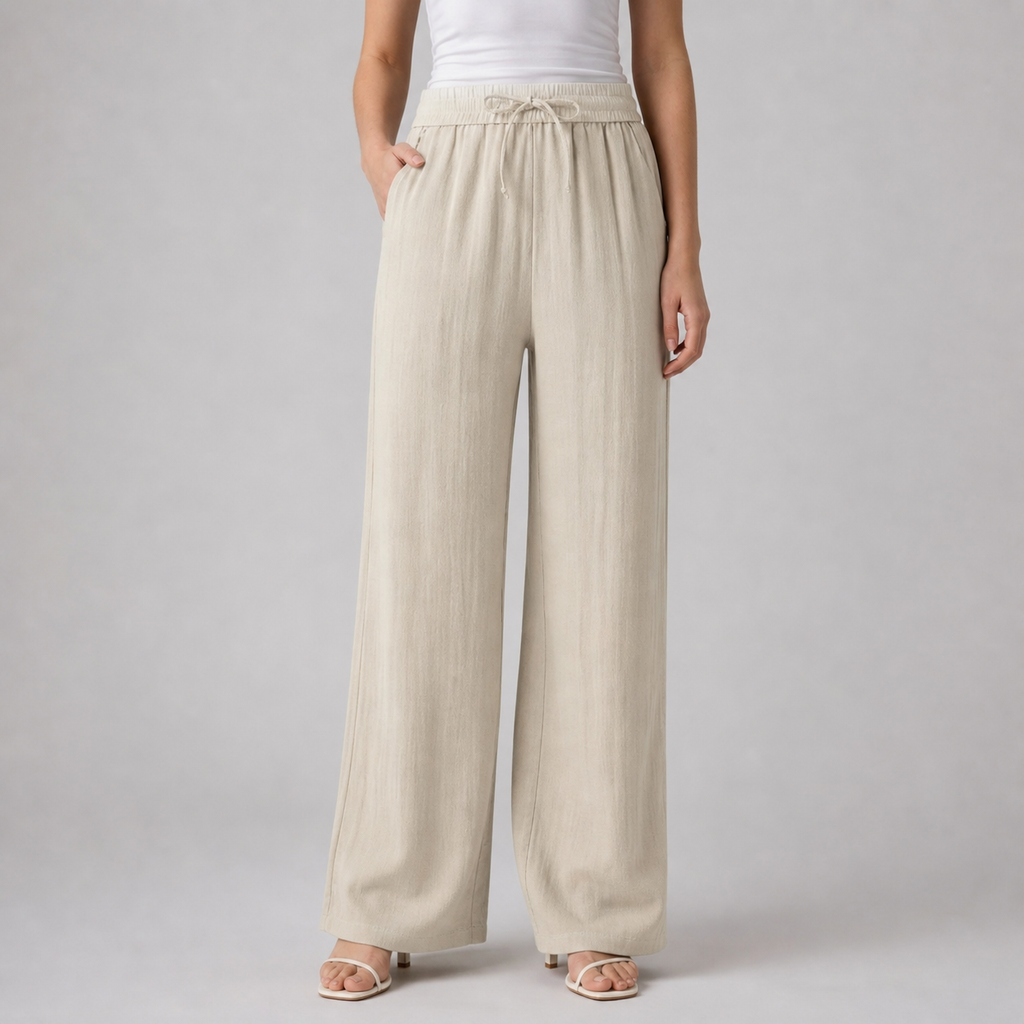 Women’s Wide-Leg Drawstring Trousers – Effortless Ease