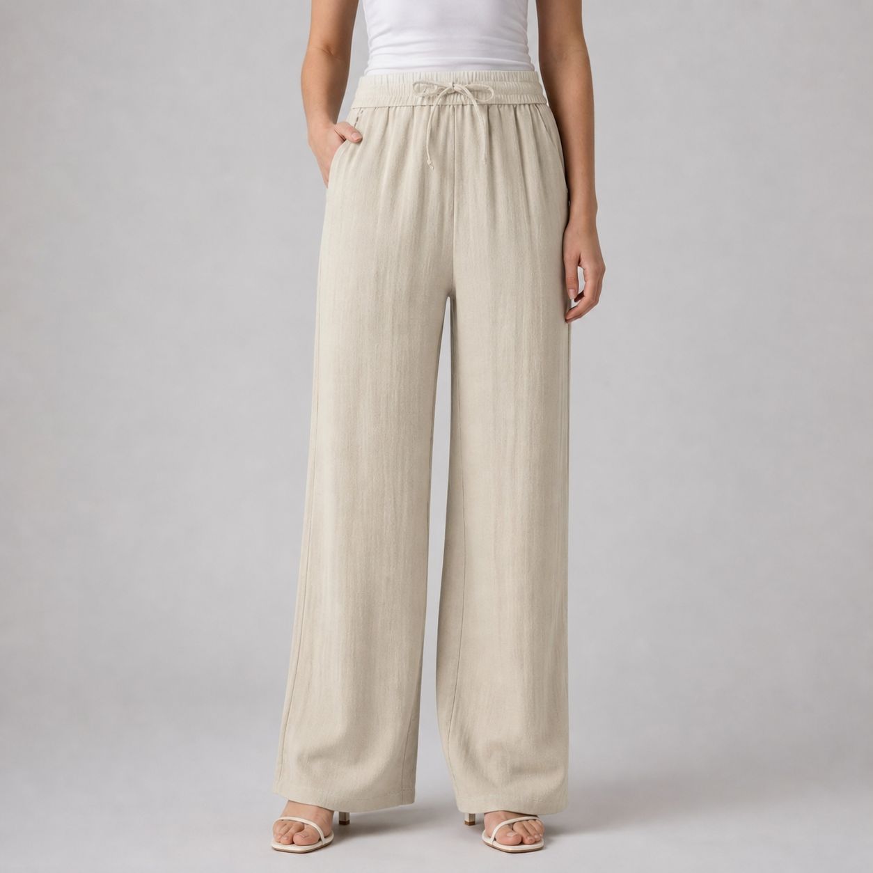 Women’s Wide-Leg Drawstring Trousers – Effortless Ease