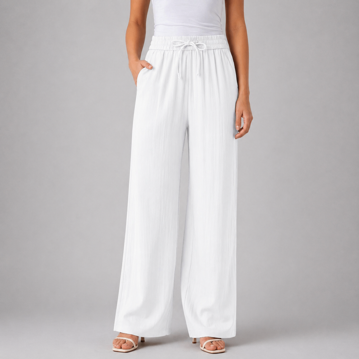 Women’s Wide-Leg Drawstring Trousers – Effortless Ease
