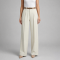 Women's White Straight Leg Dress Pants – High Waist Tailored Fit