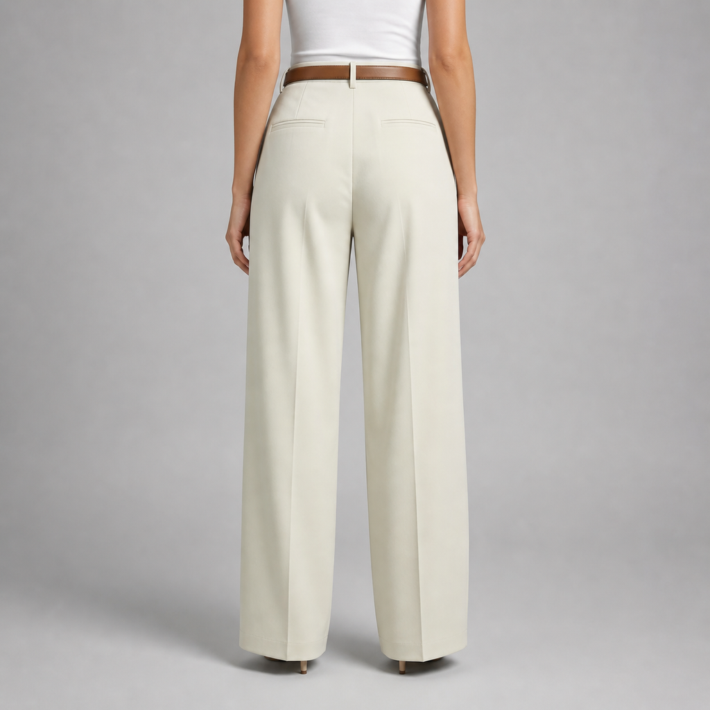 Women's White Straight Leg Dress Pants – High Waist Tailored Fit