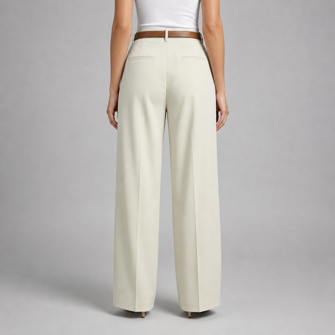 Women's White Straight Leg Dress Pants – High Waist Tailored Fit