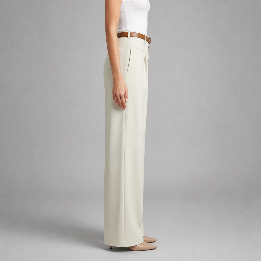 Women's White Straight Leg Dress Pants – High Waist Tailored Fit