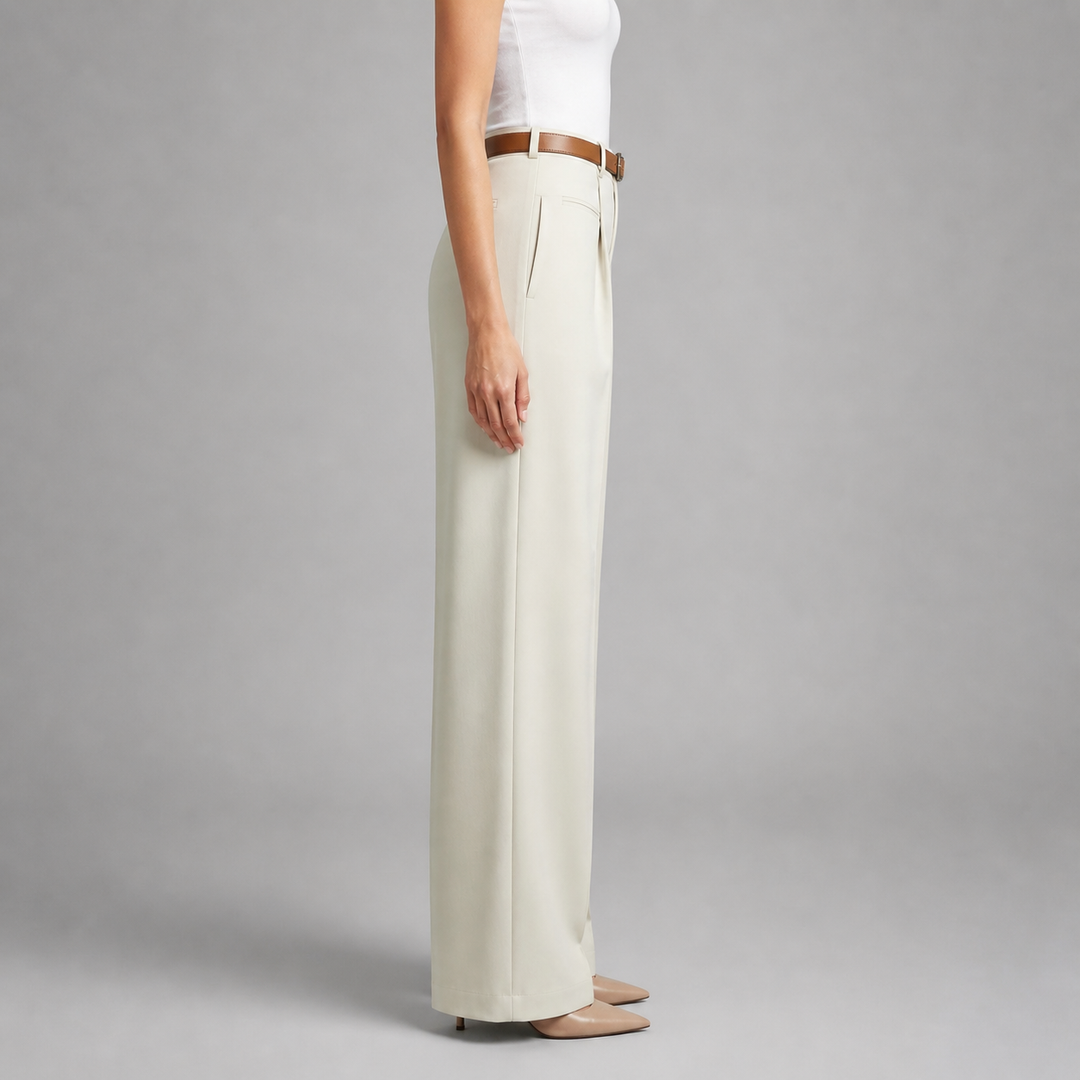 Women's White Straight Leg Dress Pants – High Waist Tailored Fit
