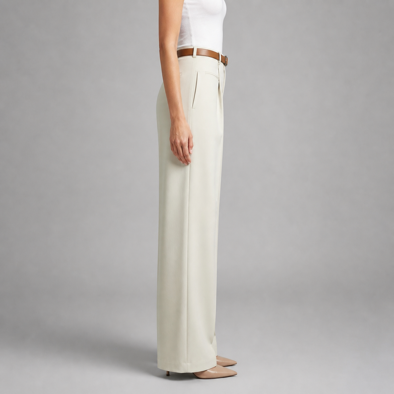 Women's White Straight Leg Dress Pants – High Waist Tailored Fit