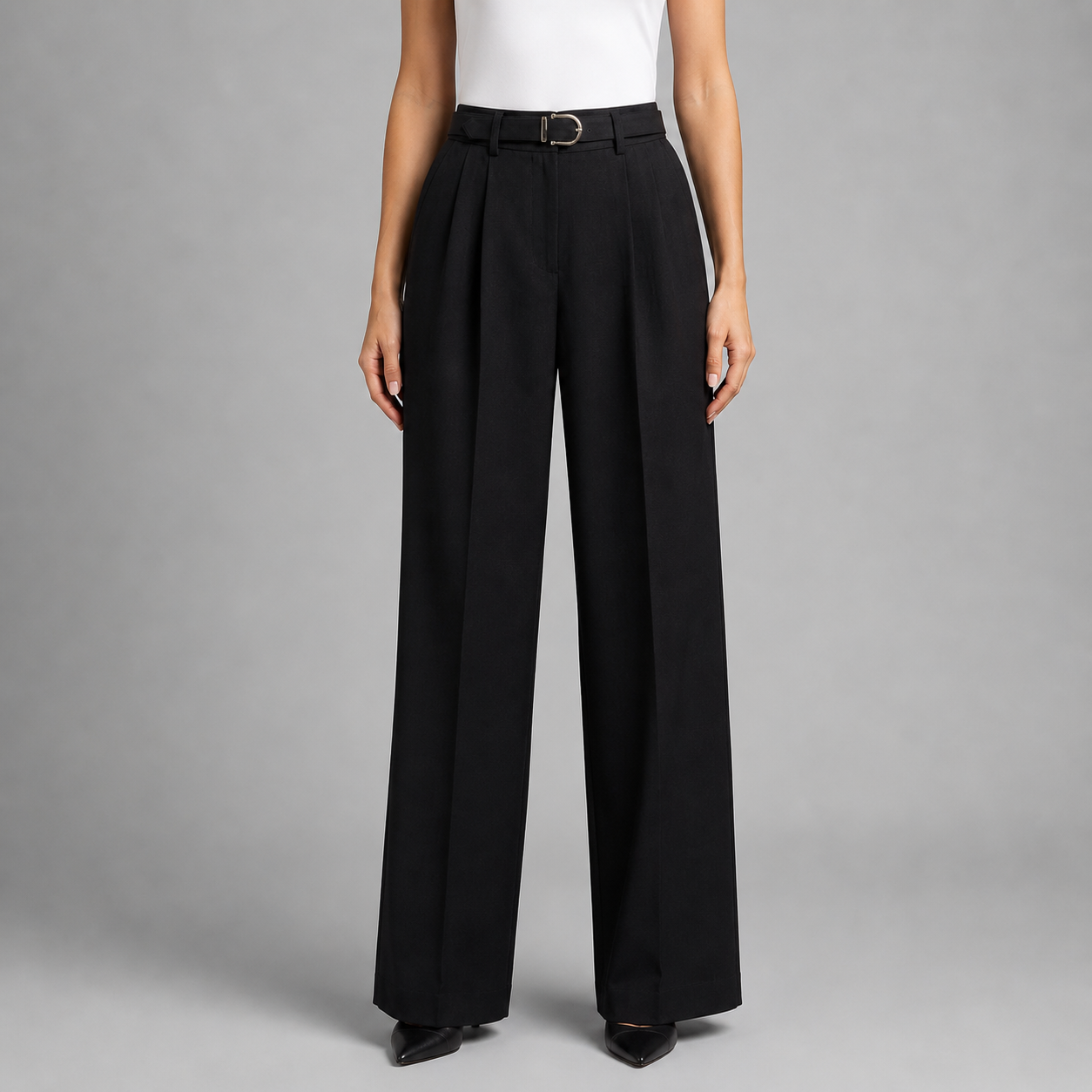 Women's White Straight Leg Dress Pants – High Waist Tailored Fit