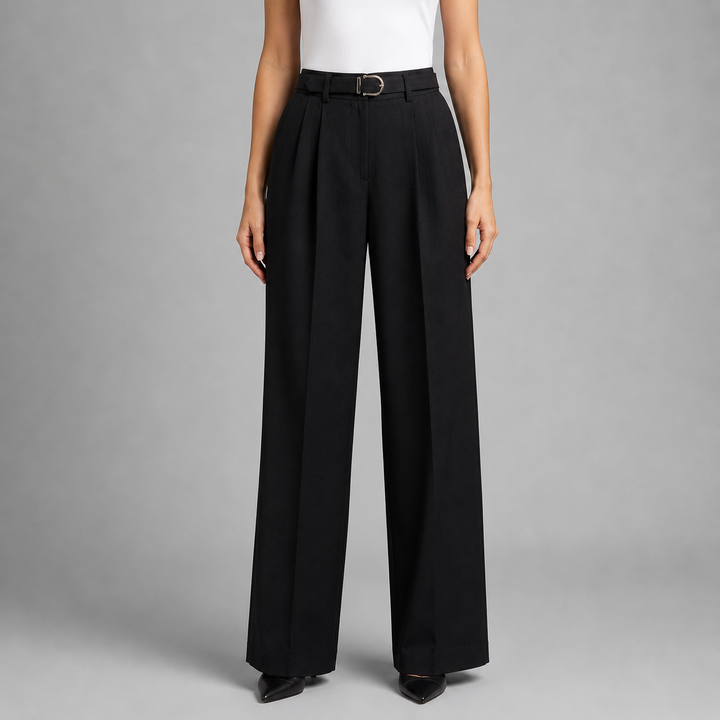 Women's White Straight Leg Dress Pants – High Waist Tailored Fit