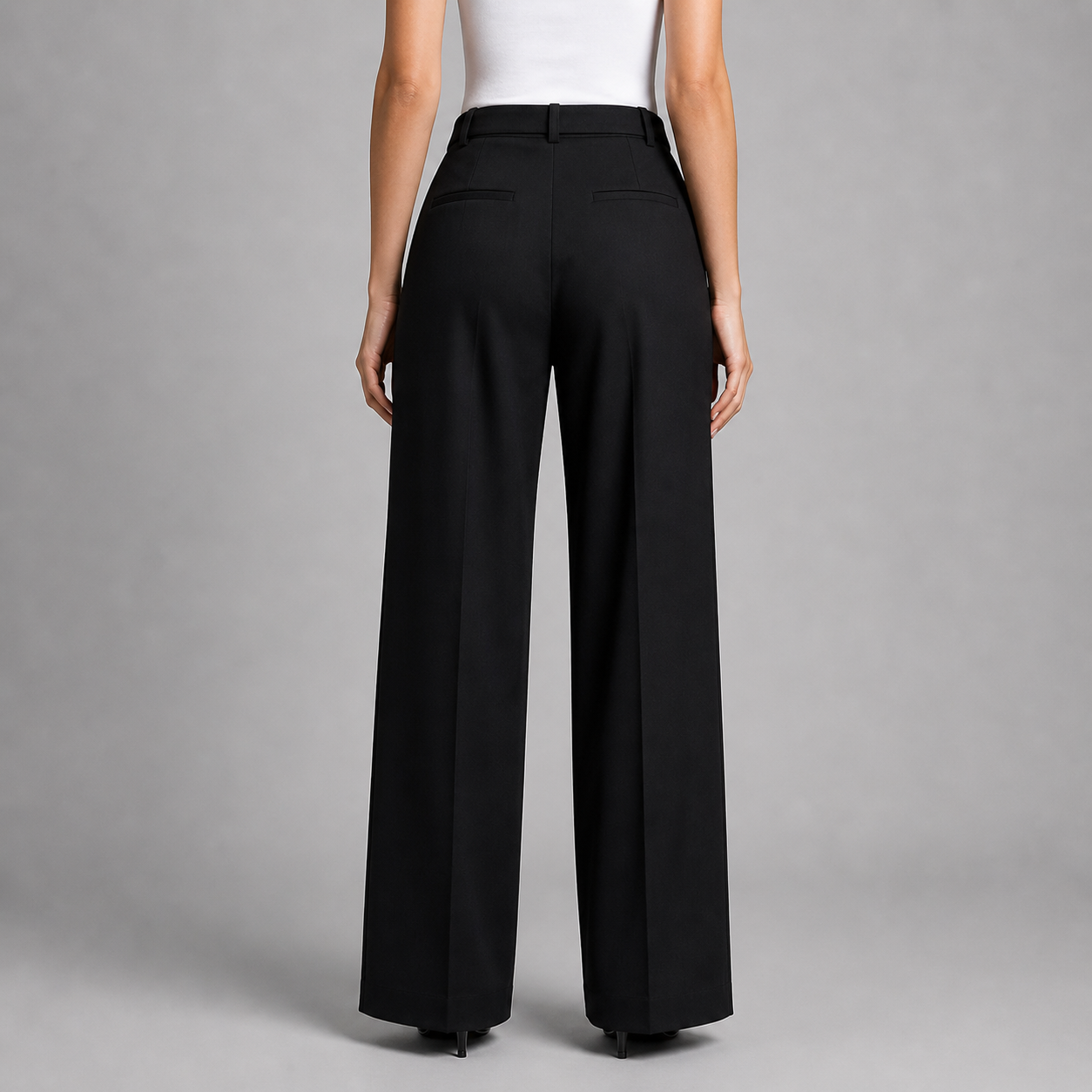 Women's White Straight Leg Dress Pants – High Waist Tailored Fit