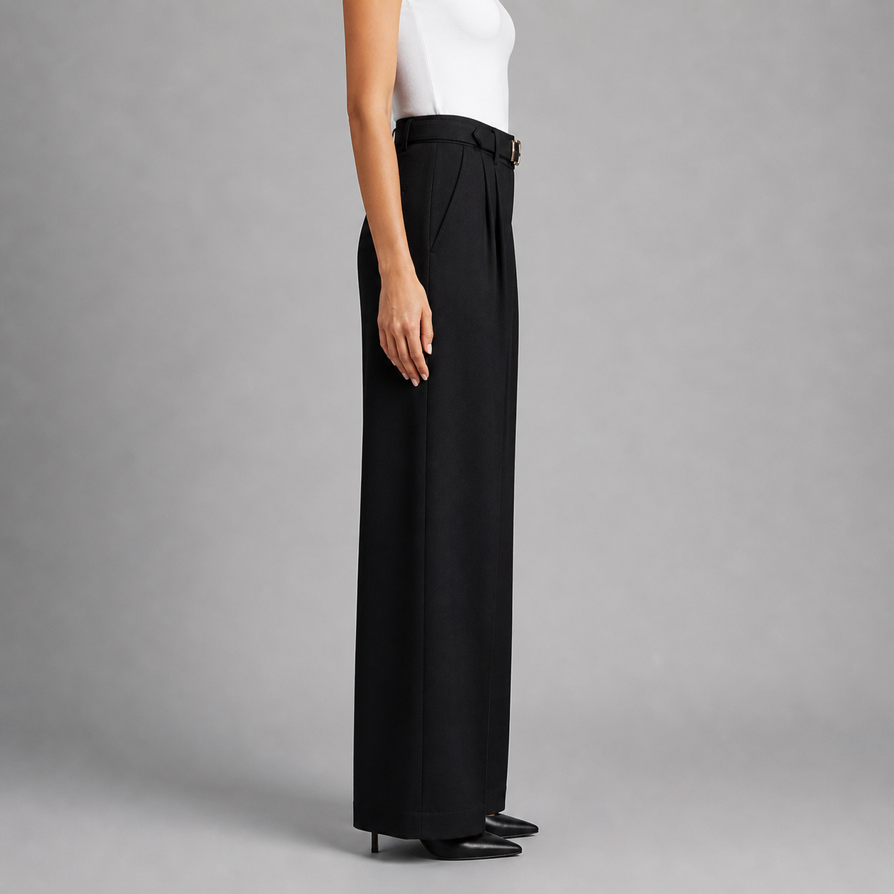 Women's White Straight Leg Dress Pants – High Waist Tailored Fit