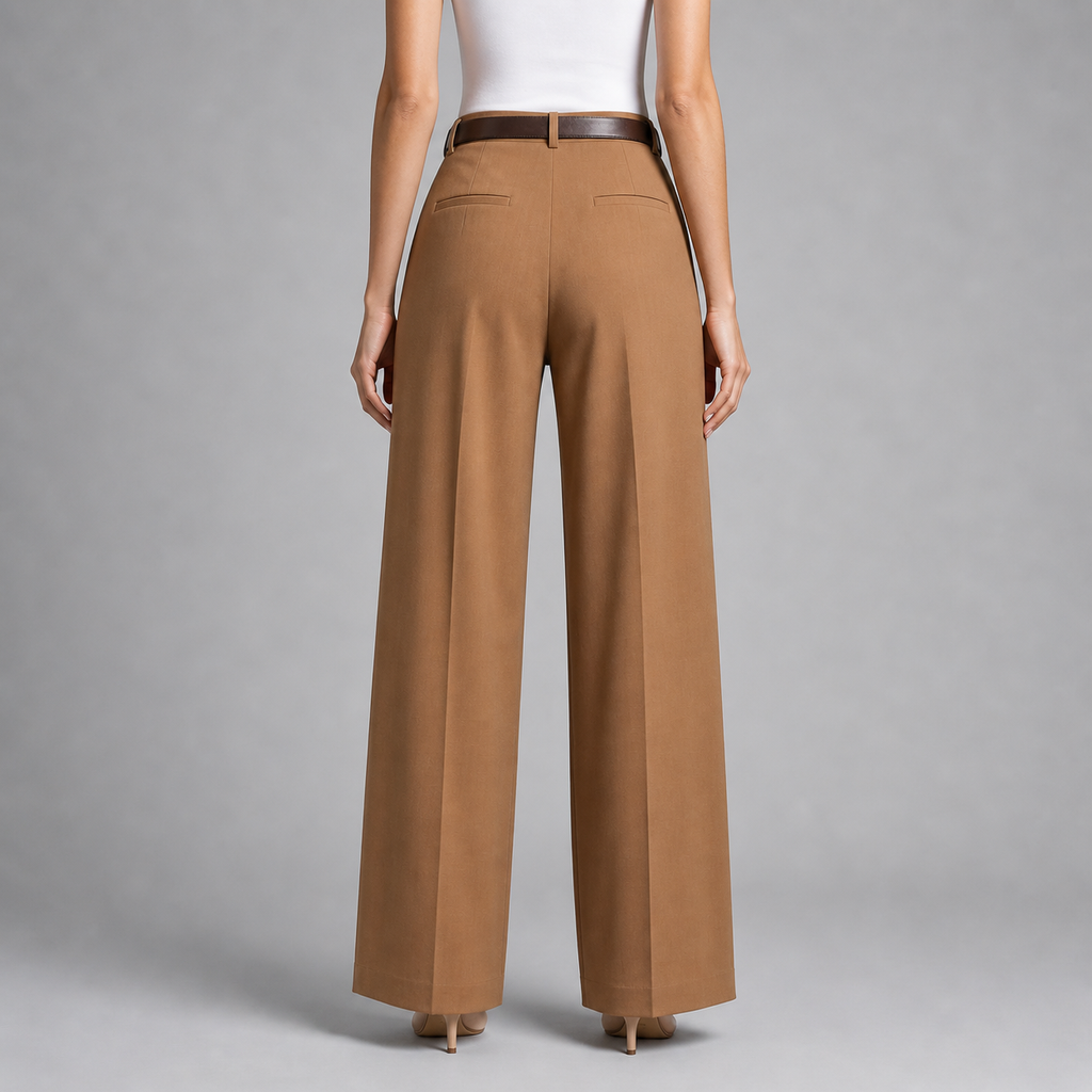 Women's White Straight Leg Dress Pants – High Waist Tailored Fit