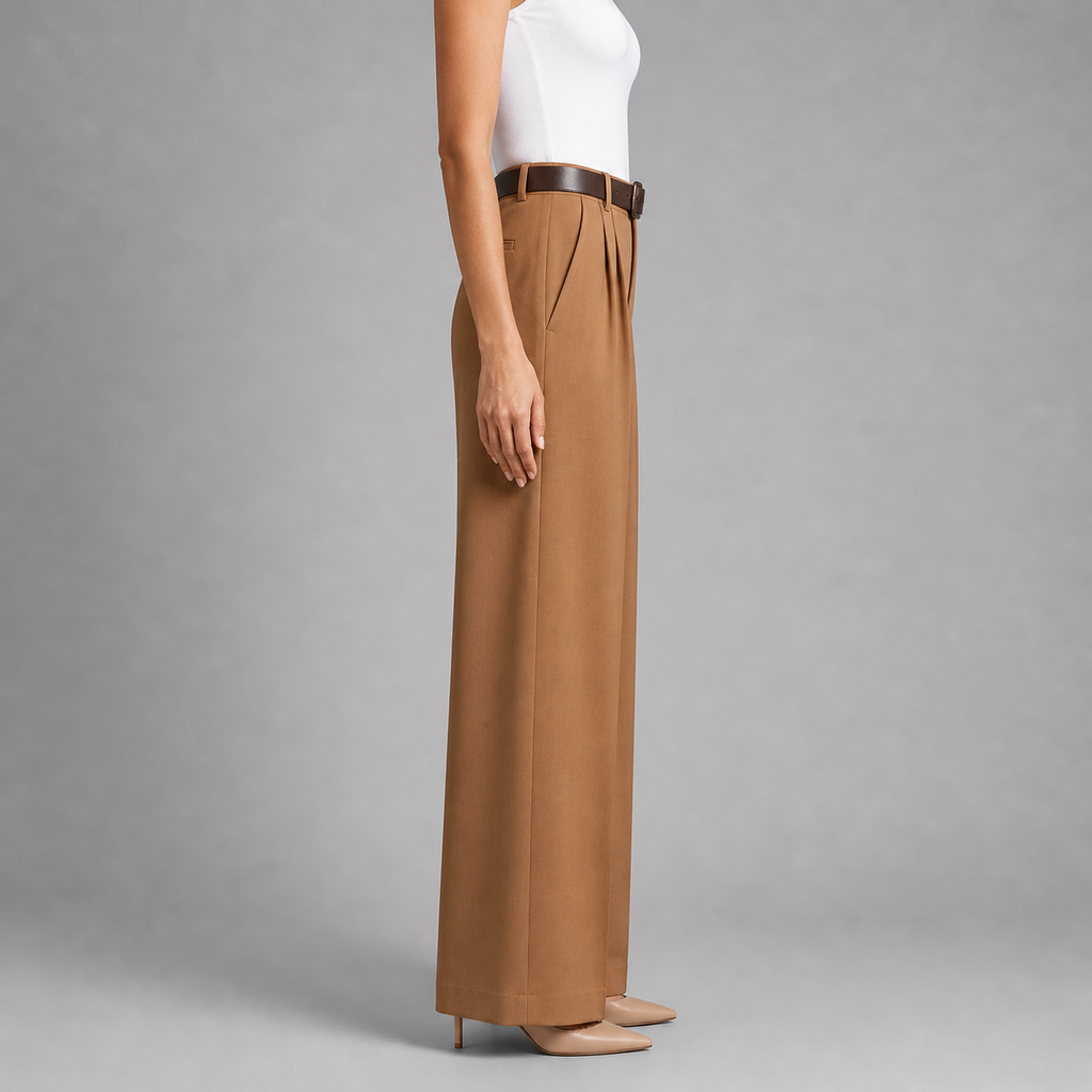 Women's White Straight Leg Dress Pants – High Waist Tailored Fit