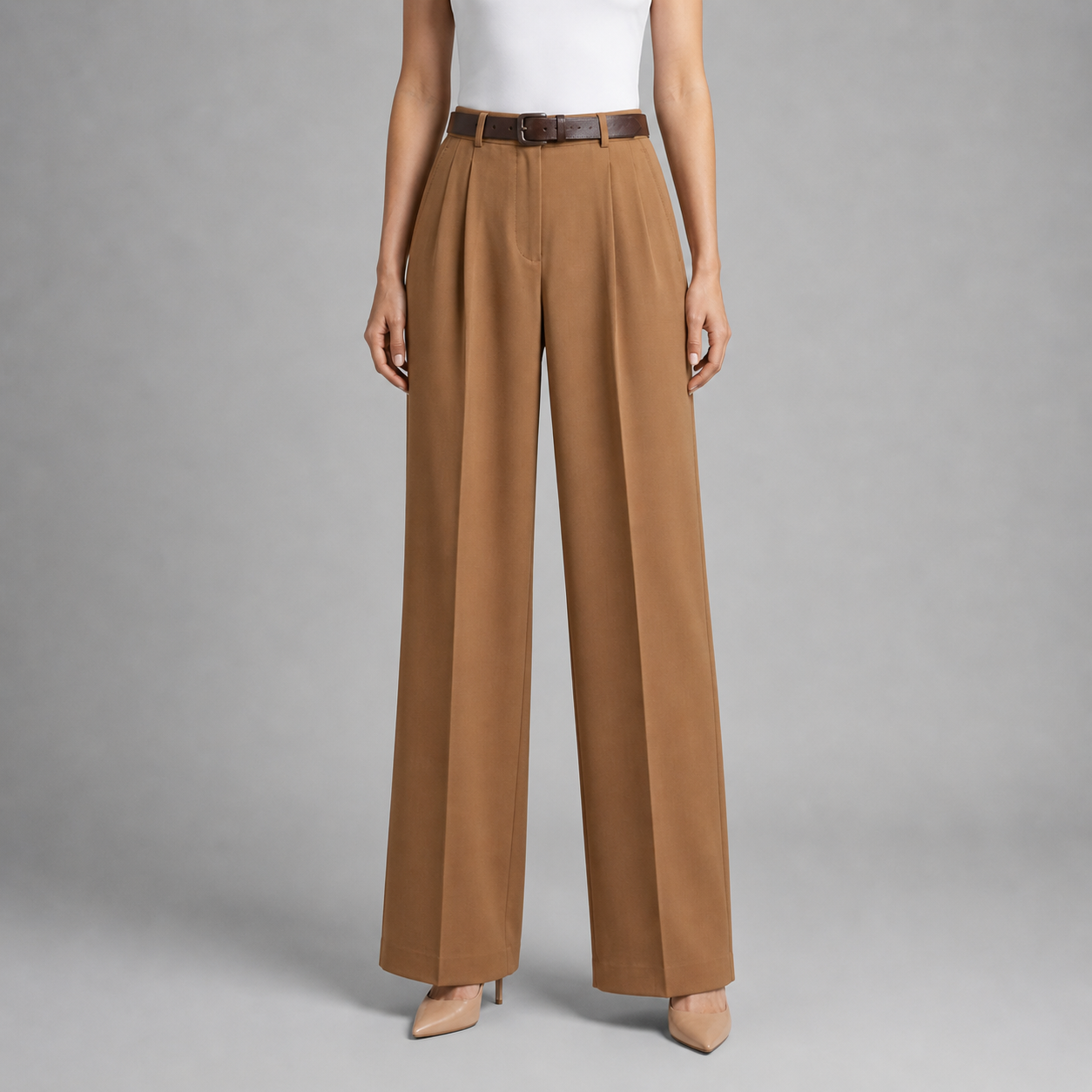 Women's White Straight Leg Dress Pants – High Waist Tailored Fit