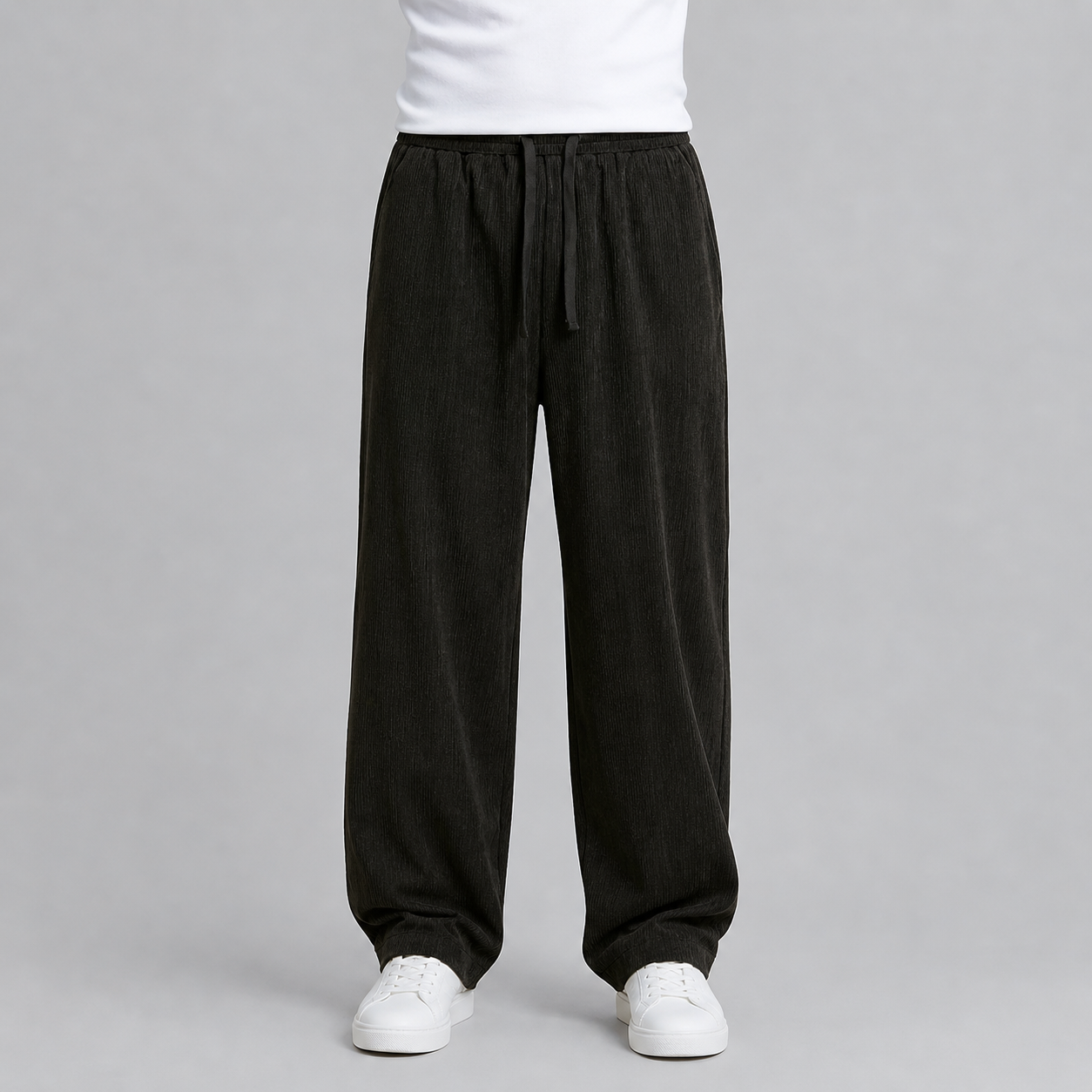 Men’s Baggy Pleated Trousers Striped Comfort Fit