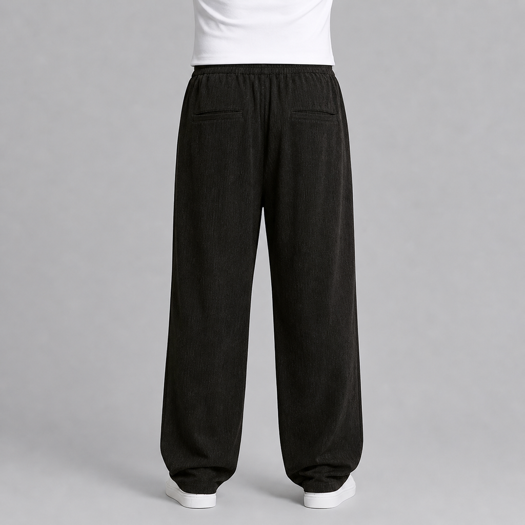 Men’s Baggy Pleated Trousers Striped Comfort Fit
