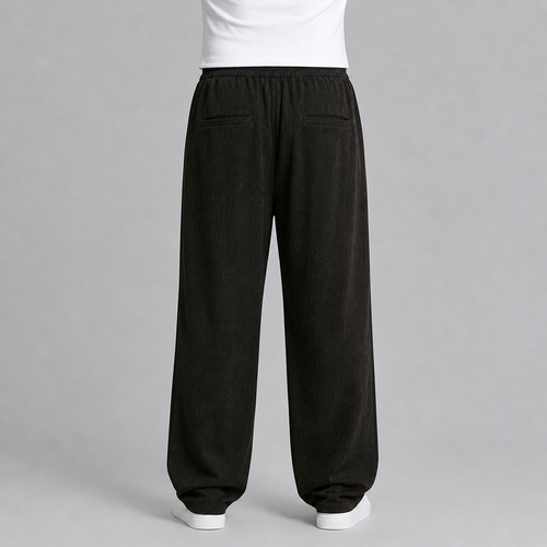 Men’s Baggy Pleated Trousers Striped Comfort Fit