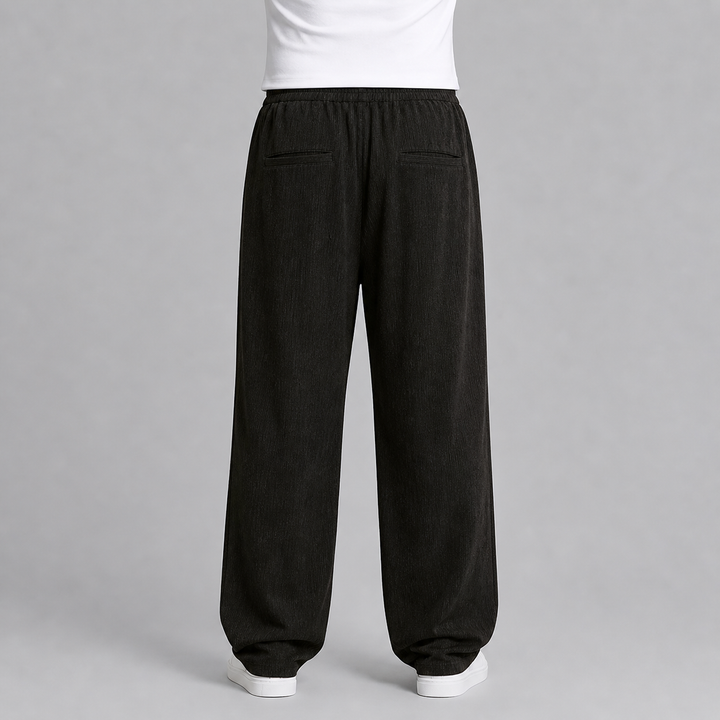 Men’s Baggy Pleated Trousers Striped Comfort Fit