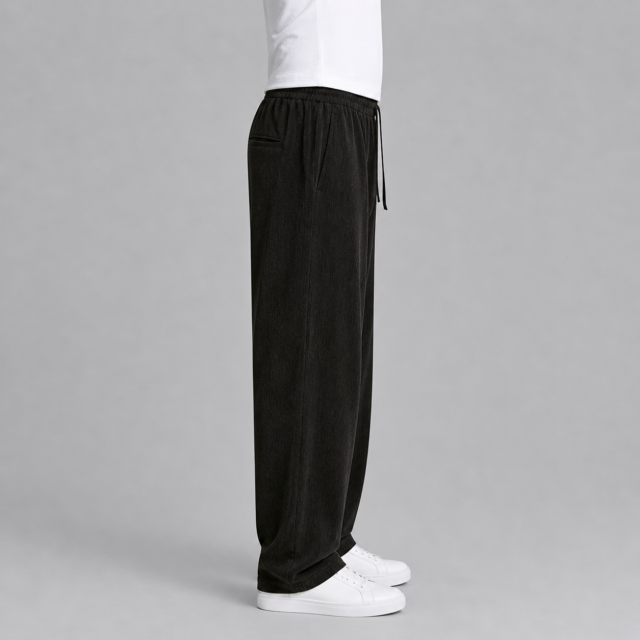 Men’s Baggy Pleated Trousers Striped Comfort Fit