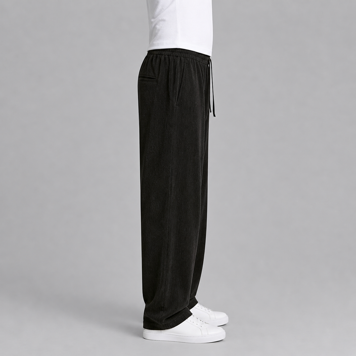 Men’s Baggy Pleated Trousers Striped Comfort Fit