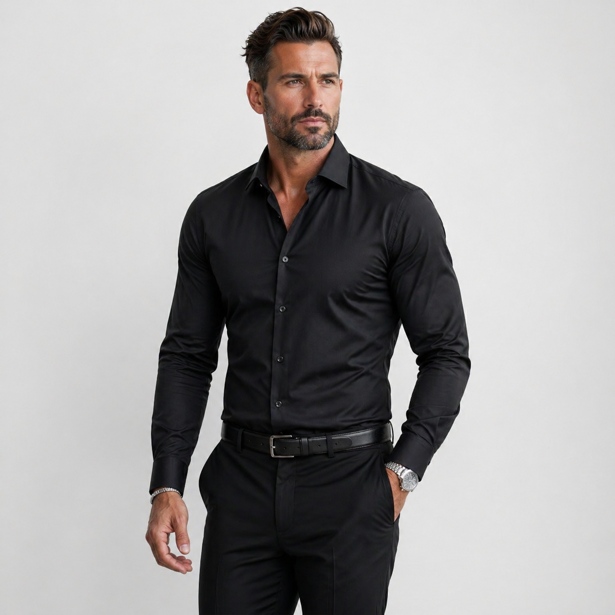 Men’s Dress Shirt Notched Collar Timeless Work-to-Evening Style