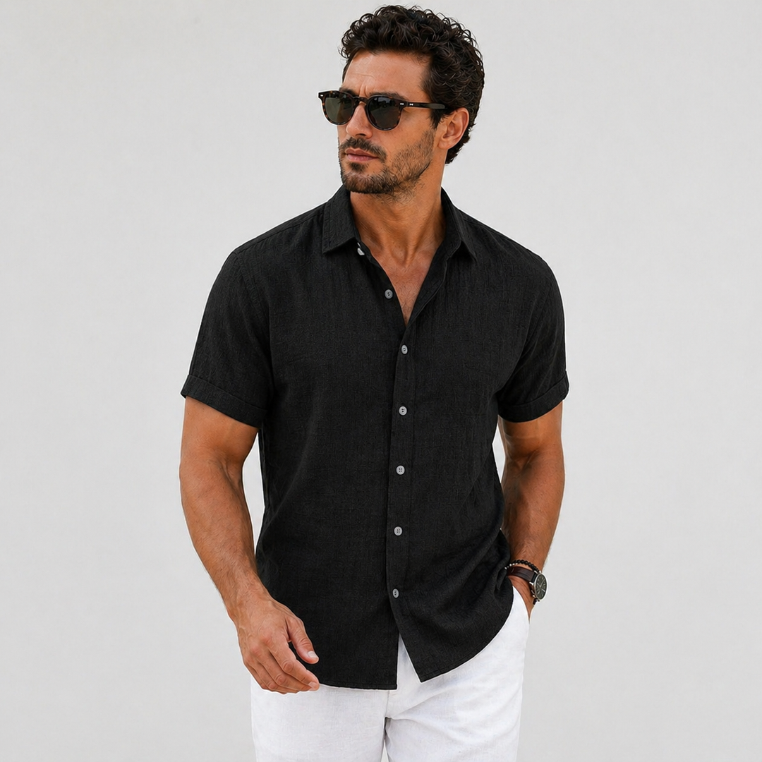 Men’s Lightweight Linen Shirt Short Sleeve Summer Casual Wear